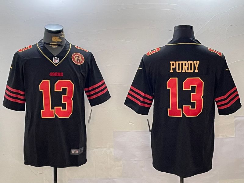 Men San Francisco 49ers 13 Purdy Black Gold 2024 Nike Limited NFL Jersey style 12304